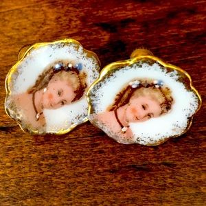 Vintage Limoges France Porcelain earrings